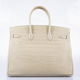 Hermes Birkin 35 Beton Matte Porosus Crocodile Palladium Hardware