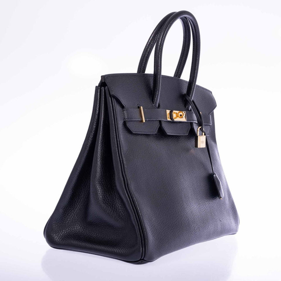 Hermes Birkin 35 Black Ardennes Gold Hardware