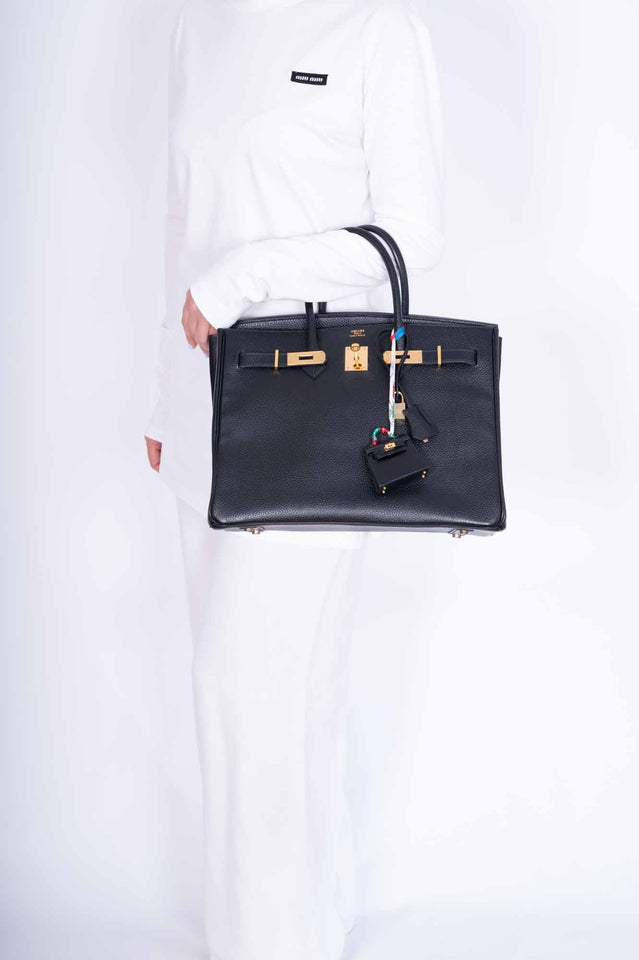 Hermes Birkin 35 Black Ardennes Gold Hardware