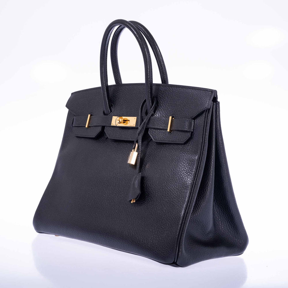 Hermes Birkin 35 Black Ardennes Gold Hardware