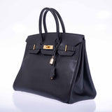 Hermes Birkin 35 Black Ardennes Gold Hardware