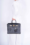 Hermes Birkin 35 Black Ardennes Gold Hardware