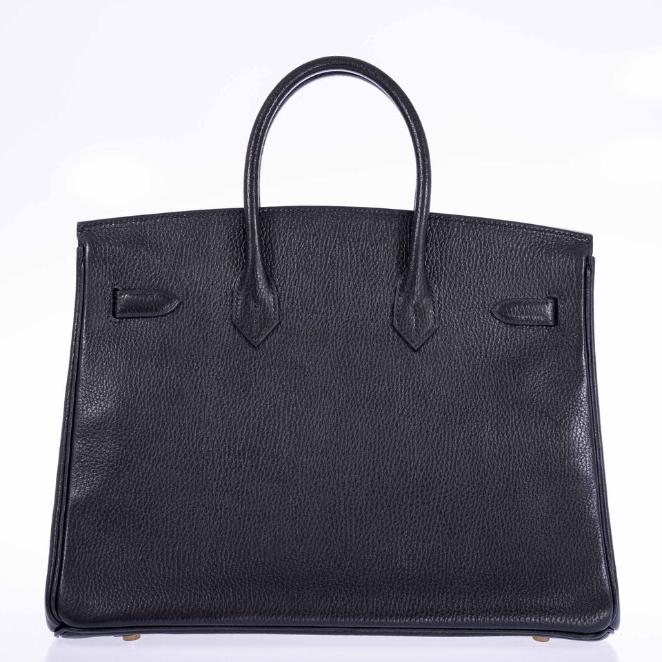 Hermes Birkin 35 Black Ardennes Gold Hardware
