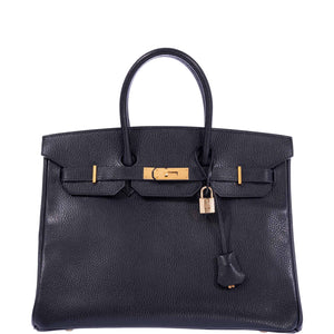 Hermes Birkin 35 Black Ardennes Gold Hardware