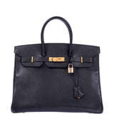 Hermes Birkin 35 Black Ardennes Gold Hardware