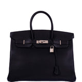 Hermes Birkin 35 Black Ardennes Palladium Hardware