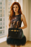 Hermes Birkin 35 Black Shiny Porosus Crocodile Gold Hardware