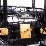 Hermes Birkin 35 Black Shiny Porosus Crocodile Gold Hardware