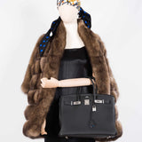 Hermes Birkin 35 Black Togo Verso Blue Agate Chevre Palladium Hardware