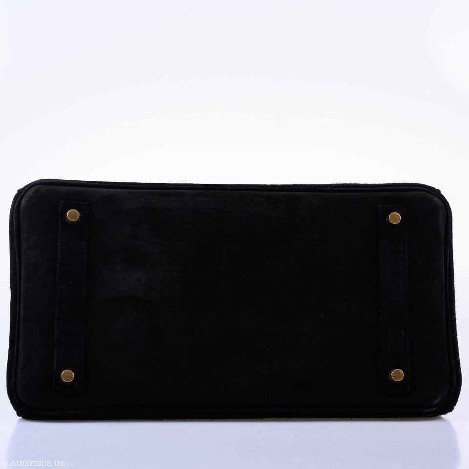 Hermes Birkin 35 Black Veau Velours Suede Gold Hardware