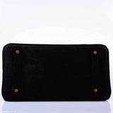 Hermes Birkin 35 Black Veau Velours Suede Gold Hardware