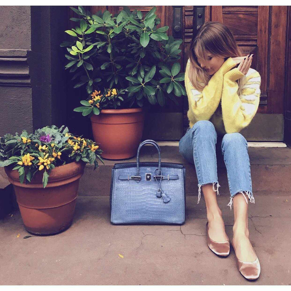 Hermes Birkin 35 Bleu Brighton Porosus Crocodile Palladium Hardware