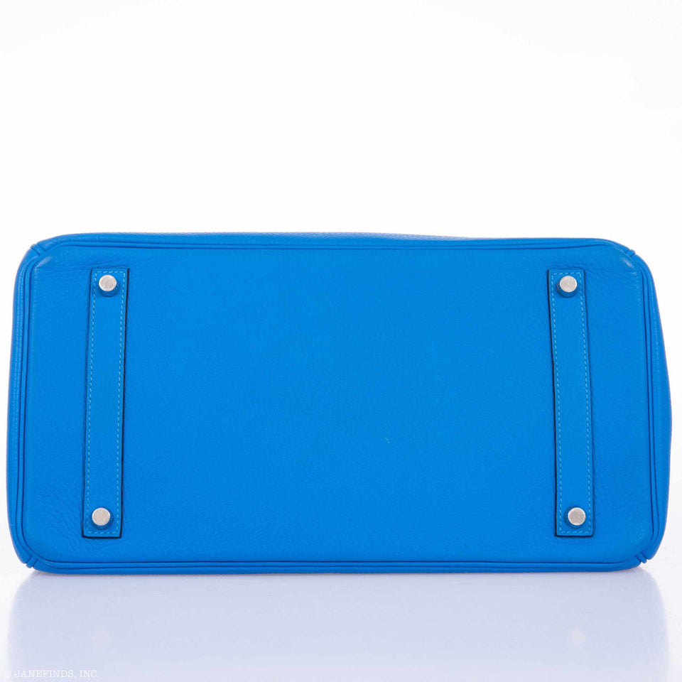 Hermes Birkin 35 Bleu Hydra Clemence Palladium Hardware