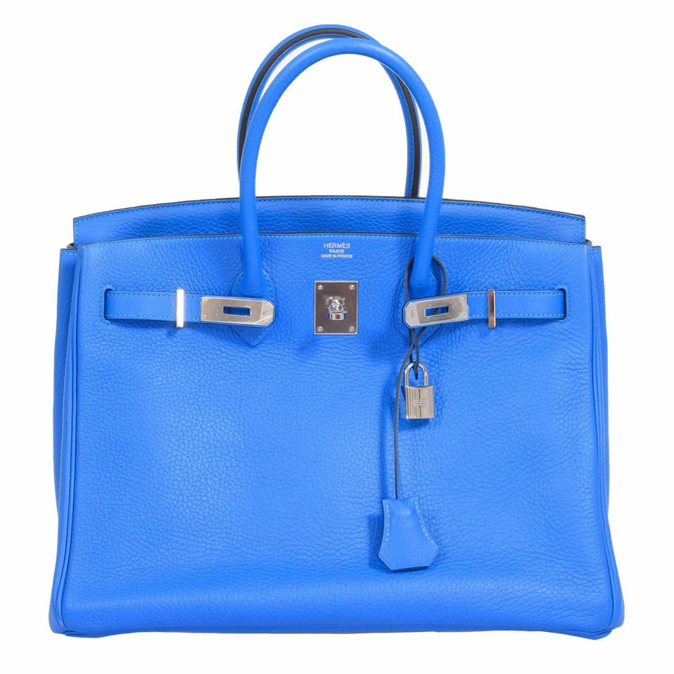 Hermes Birkin 35 Bleu Hydra Clemence Palladium Hardware