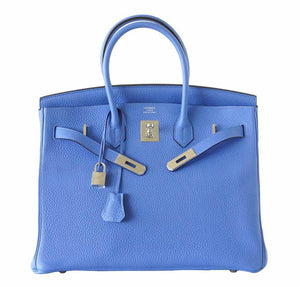 HermesBirkin 35 Bleu Paradis Clemence Bag