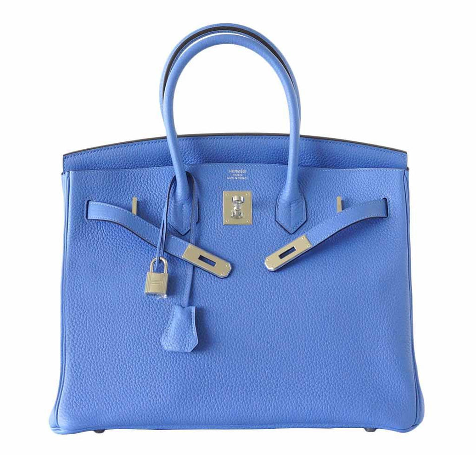 HermesBirkin 35 Bleu Paradis Clemence Bag