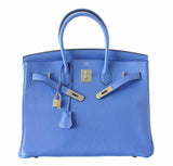 HermesBirkin 35 Bleu Paradis Clemence Bag