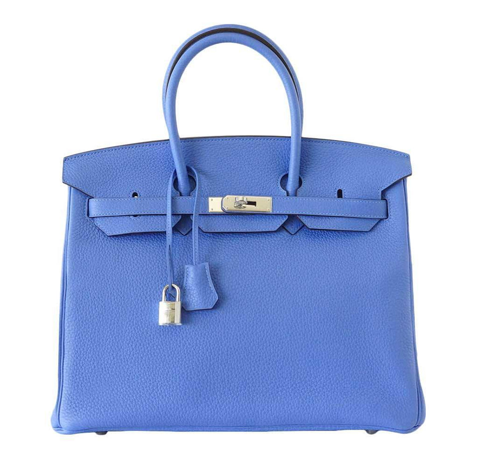 HermesBirkin 35 Bleu Paradis Clemence Bag