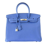 HermesBirkin 35 Bleu Paradis Clemence Bag