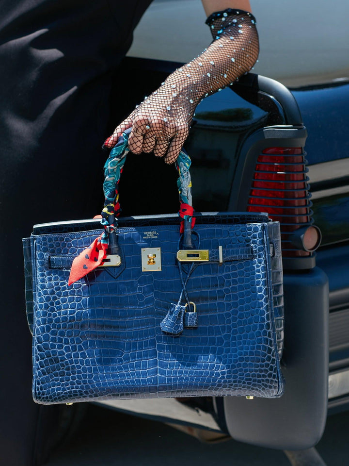 Hermes Birkin 35 Blue Abysse Shiny Porosus Crocodile Gold Hardware