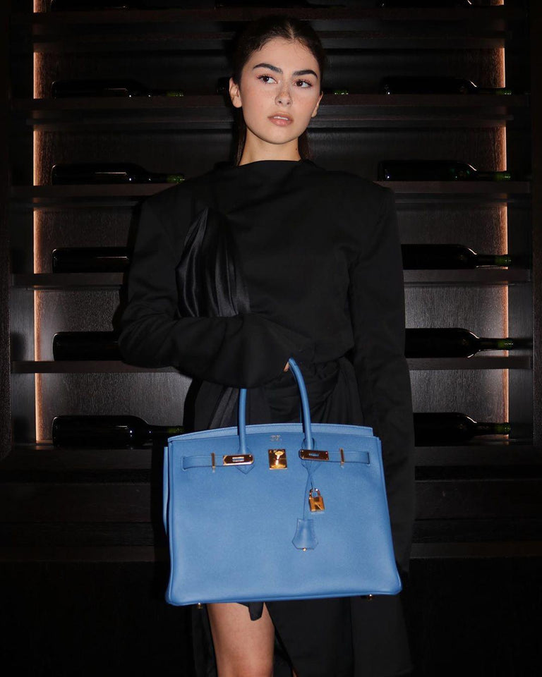 Hermes Birkin 35 Blue Agate Epsom Gold Hardware - 2016, X