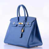 Hermes Birkin 35 Blue Agate Epsom Gold Hardware - 2016, X