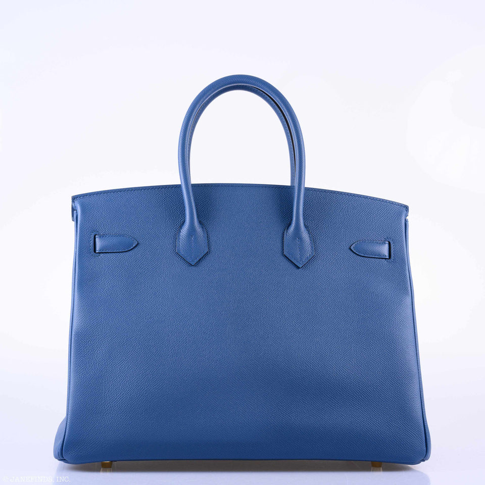 Hermes Birkin 35 Blue Agate Epsom Gold Hardware - 2016, X