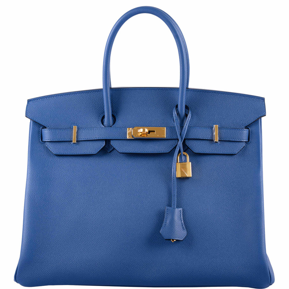 Hermes Birkin 35 Blue Agate Epsom Gold Hardware - 2016, X