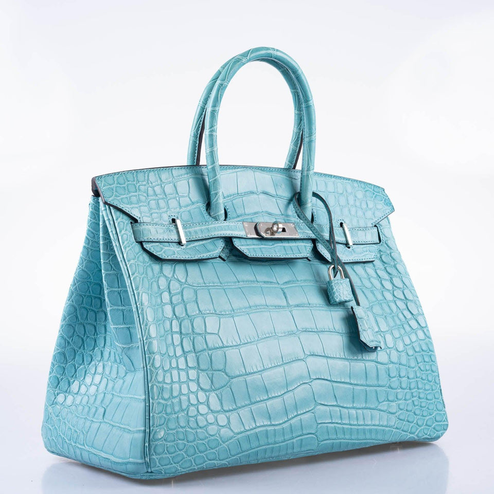 Hermes Birkin 35 Blue Atoll Matte Alligator Palladium Hardware