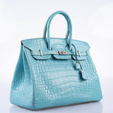 Hermes Birkin 35 Blue Atoll Matte Alligator Palladium Hardware