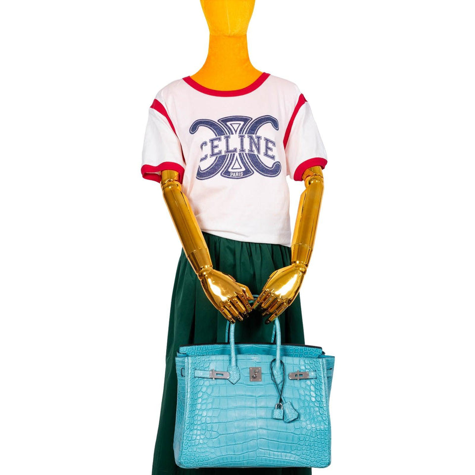 Hermes Birkin 35 Blue Atoll Matte Alligator Palladium Hardware