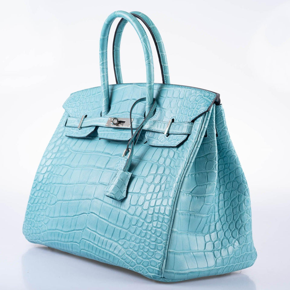Hermes Birkin 35 Blue Atoll Matte Alligator Palladium Hardware