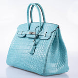 Hermes Birkin 35 Blue Atoll Matte Alligator Palladium Hardware