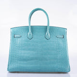 Hermes Birkin 35 Blue Atoll Matte Alligator Palladium Hardware