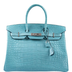 Hermes Birkin 35 Blue Atoll Matte Alligator Palladium Hardware