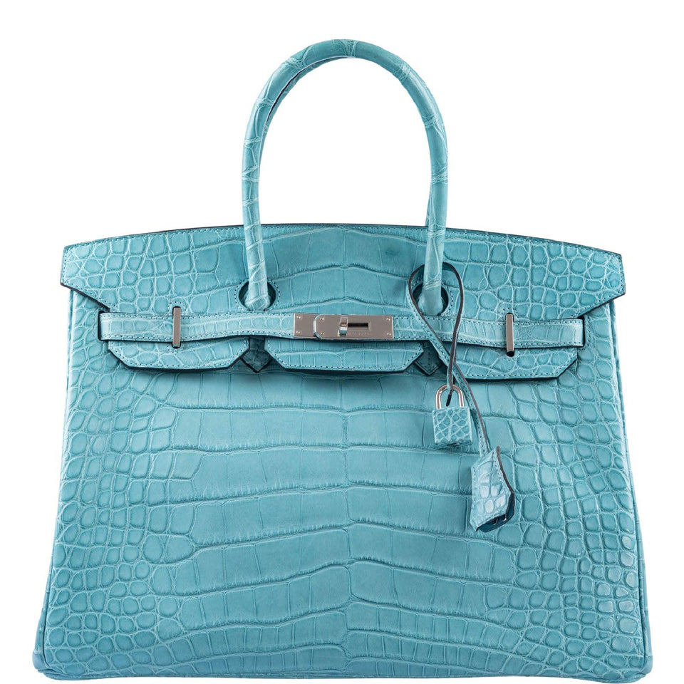 Hermes Birkin 35 Blue Atoll Matte Alligator Palladium Hardware