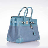 Hermes Birkin 35 Blue Denim And Blue Jean Epsom Contrast Stitching Palladium Hardware