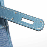 Hermes Birkin 35 Blue Denim And Blue Jean Epsom Contrast Stitching Palladium Hardware