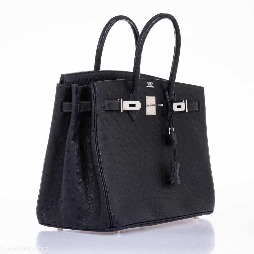 Hermes Birkin 35 Blue Indigo Ostrich Palladium Hardware
