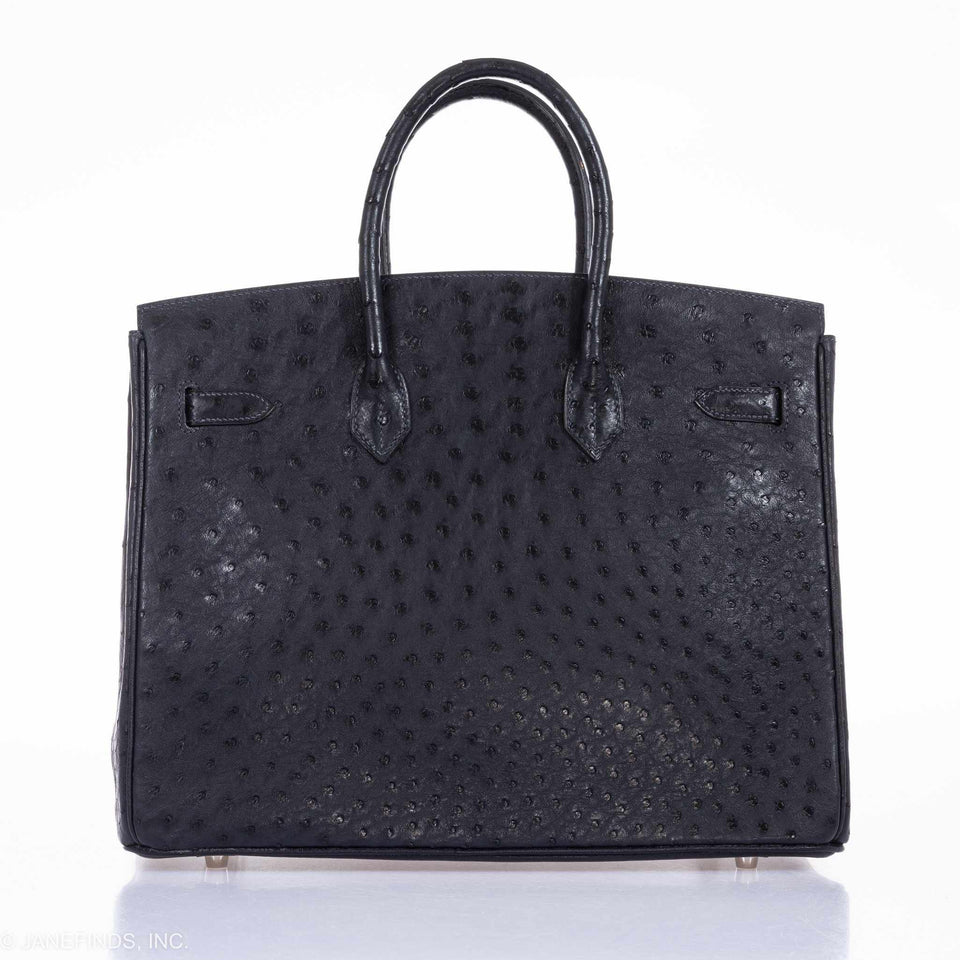Hermes Birkin 35 Blue Indigo Ostrich Palladium Hardware