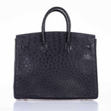Hermes Birkin 35 Blue Indigo Ostrich Palladium Hardware