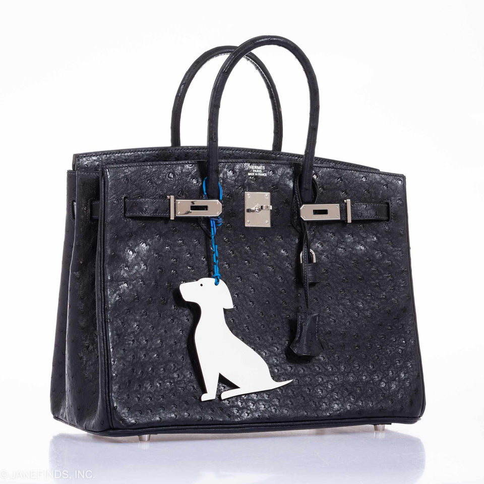 Hermes Birkin 35 Blue Indigo Ostrich Palladium Hardware
