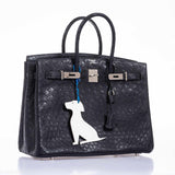 Hermes Birkin 35 Blue Indigo Ostrich Palladium Hardware