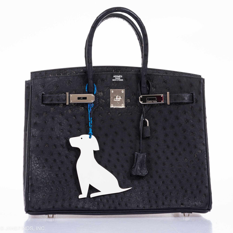 Hermes Birkin 35 Blue Indigo Ostrich Palladium Hardware