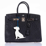 Hermes Birkin 35 Blue Indigo Ostrich Palladium Hardware
