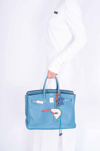Hermes Birkin 35 Blue Jean Clemence Palladium Hardware