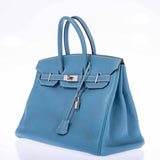 Hermes Birkin 35 Blue Jean Clemence Palladium Hardware
