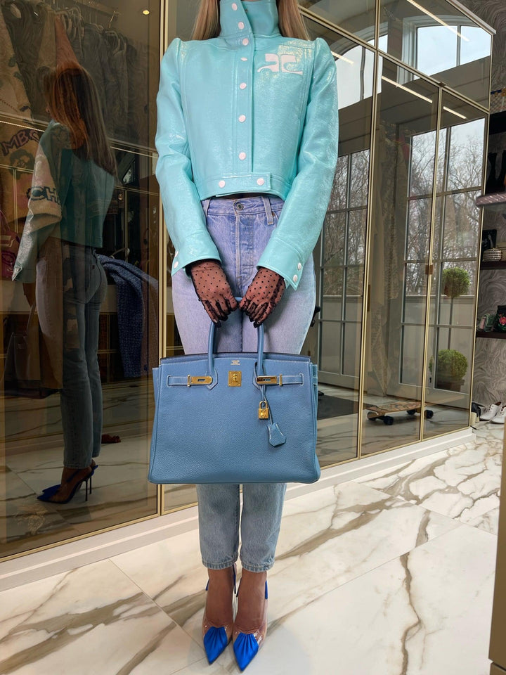 Hermes Birkin 35 Blue Jean Togo Gold Hardware