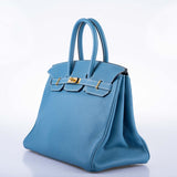 Hermes Birkin 35 Blue Jean Togo Gold Hardware