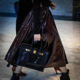 Hermes Birkin 35 Blue Marine Shiny Porosus Crocodile Gold Hardware